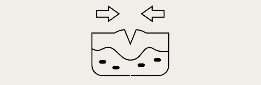 Illustration of a healing wound, with directional arrows highlighting the wound closure process and the reduction in wound size as healing progresses.